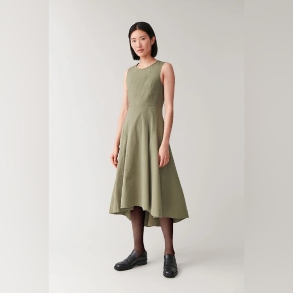 COS Dresses & Skirts - COS Sleeveless Waisted Dress With Pleats Bohemian Cotton Summer Dress Size 4